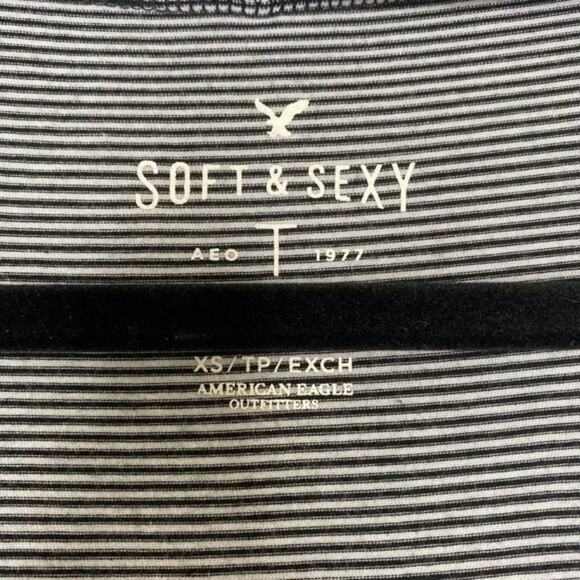 American Eagle Striped Short Sleeve Top XS - Picture 5 of 8